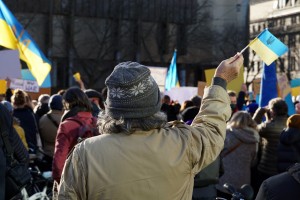Una manifestazione per l'Ucraina