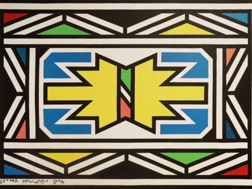 L’opera Ndebele Pattern (2014), realizzata dall'artista sudafricana Esther Mahlangu, in mostra a Verona.