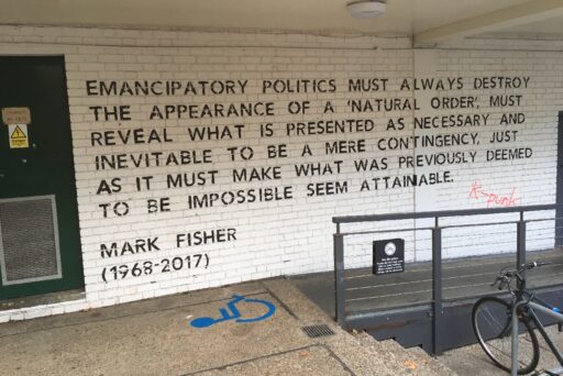 una citazione di Mark Fisher al Goldsmiths College di Londra