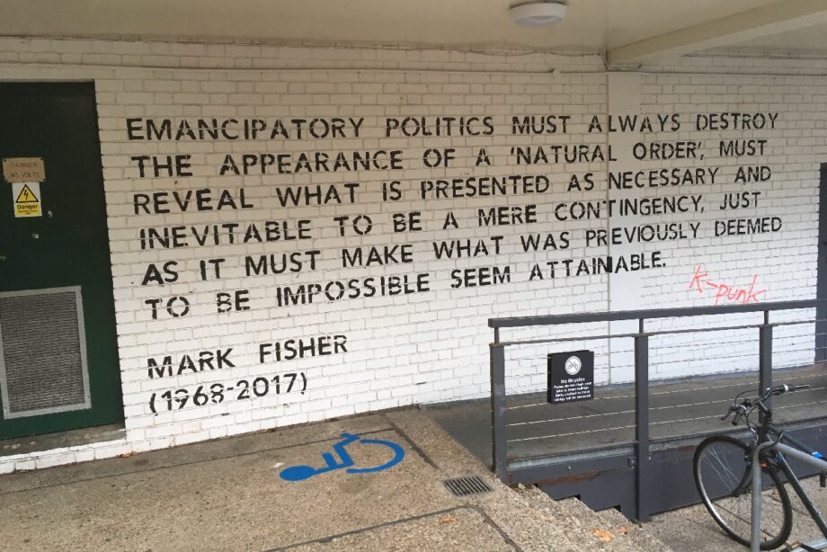una citazione di Mark Fisher al Goldsmiths College di Londra