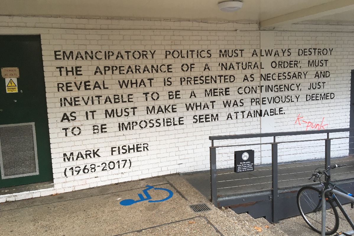 una citazione di Mark Fisher al Goldsmiths College di Londra